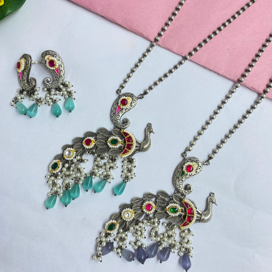 Morleela Oxidised Necklace Set