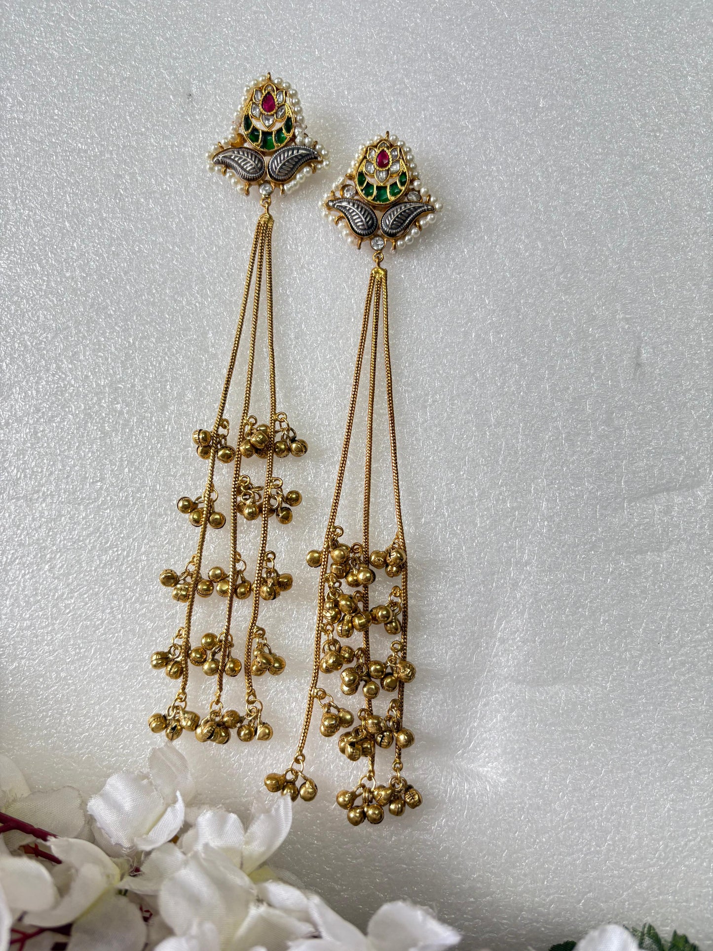 Long Antique Gold Finish Ghungroo Earrings – Ethnic Statement Jewelry for Women - Alankrent Luxe