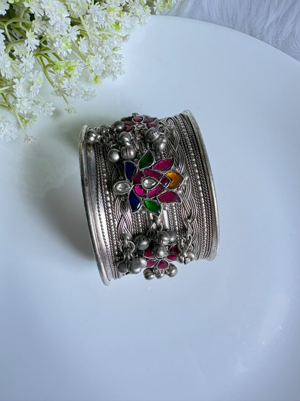 Hiranmayi Pachi Kundan Kada | Pachi Kundan Statement Kada | Traditional Indian Ethnic Jewellery