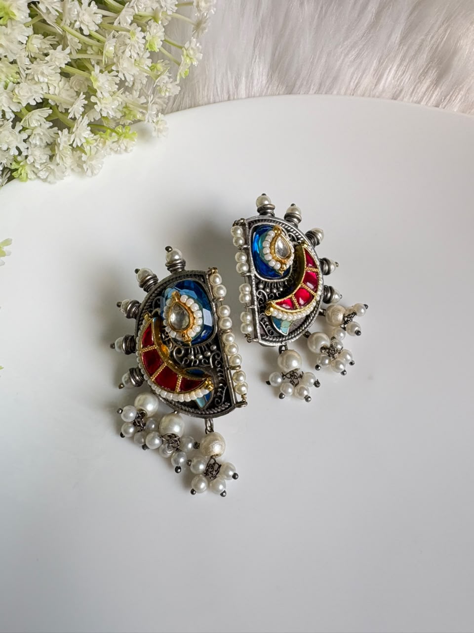 Ratnanjali Kundan Stone Fusion Earrings | Stone SLA Fusion Kundan Earrings for Women | Premium Traditional Indian Jewellery
