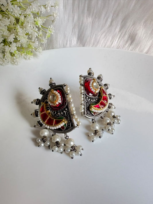 Ratnanjali Kundan Stone Fusion Earrings | Stone SLA Fusion Kundan Earrings for Women | Premium Traditional Indian Jewellery