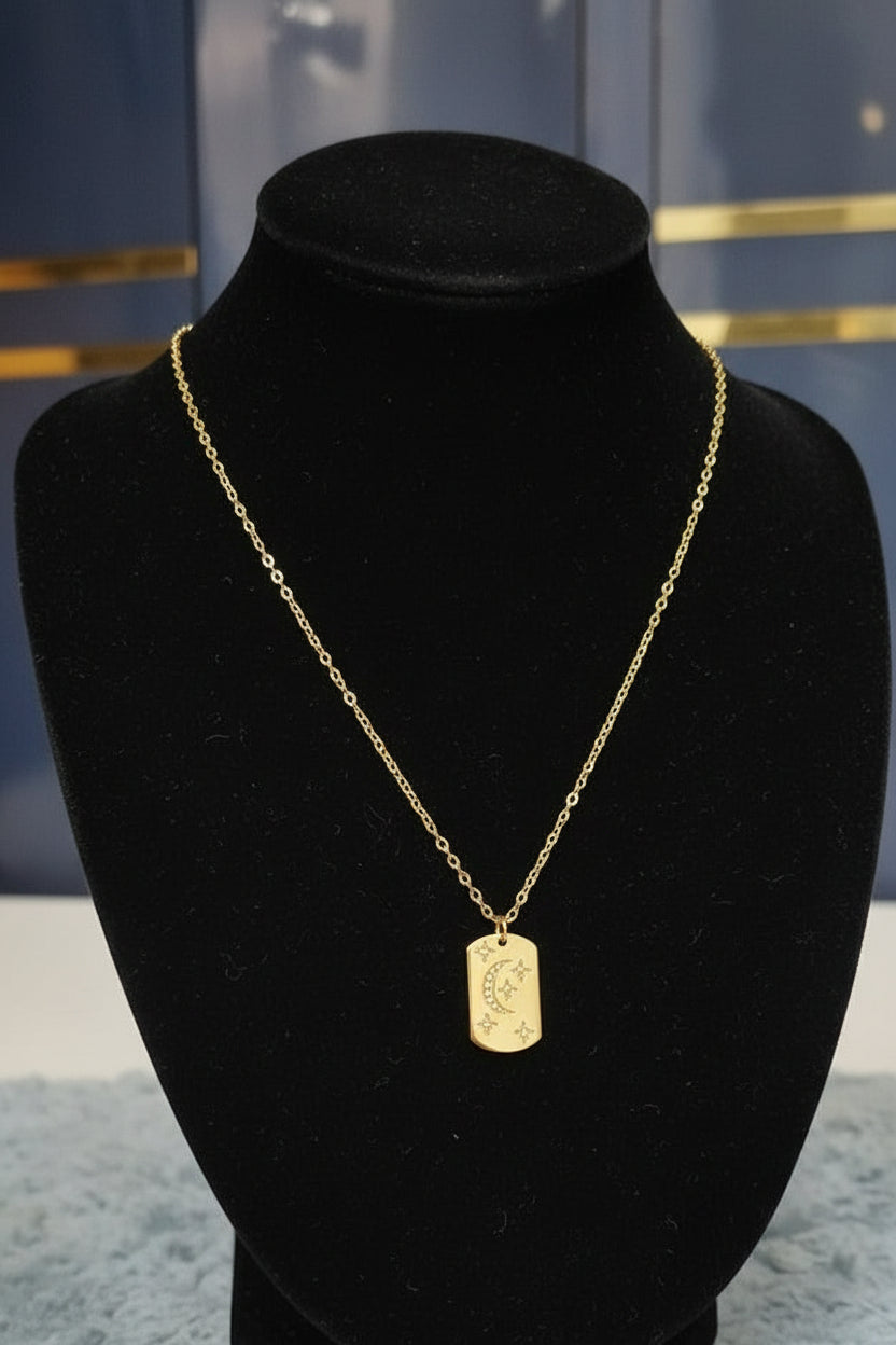 Celeste Luxe MoonCharm Pendant – Gold Finish Anti-Tarnish Necklace | Old Money Aesthetic Pendant India