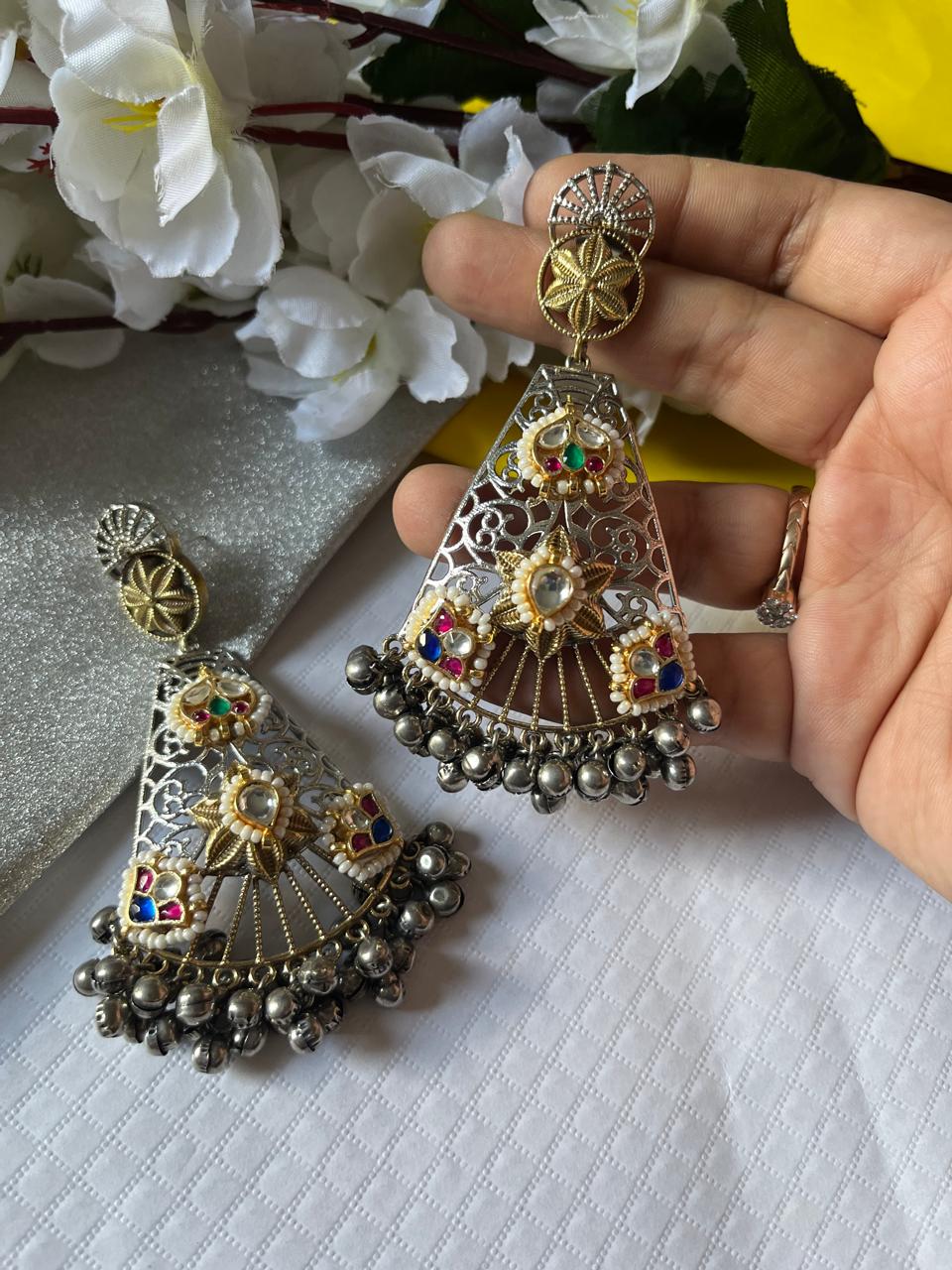 Tarini KalaaFan SLA Kundan Fusion Earrings – Alankrent Exclusive”