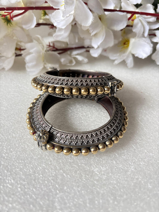 Sla Look Classic Oxidized Silver Kada Bangle Handcrafted Ethnic Statement