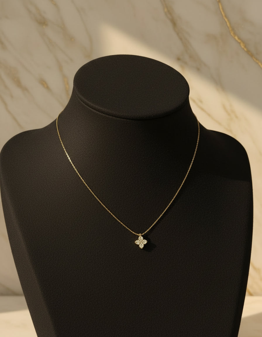 Petite Royale SnowBloom Necklace – Dainty Anti-Tarnish Gold Necklace for Women | Minimal Daily Wear