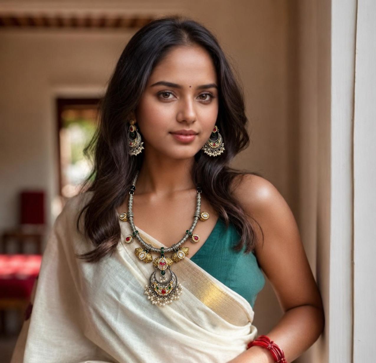 Mrinalika SLA Kundan Fusion Hasli Necklace Set with Earrings | Dual Tone Heritage Jewellery | Ready Stock