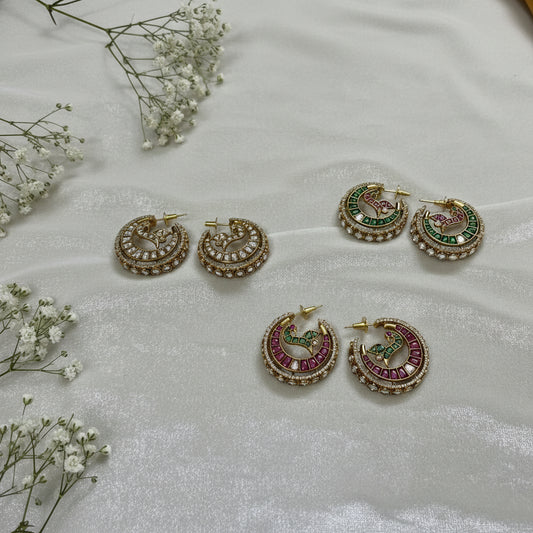 Polki Kundan Peacock Earrings | Gold Finish | Brass Base | Alankrent | AK-20260117-PKPE13