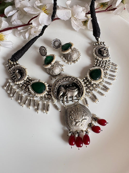 Elephant Hasli Jhumka Set - Alankrent Luxe