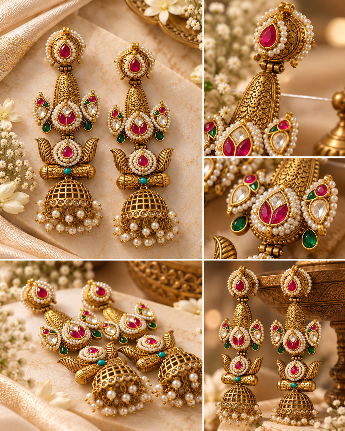 Ruhani Apala Polish Premium Kundan Earrings | Traditional Indian Bridal Earrings