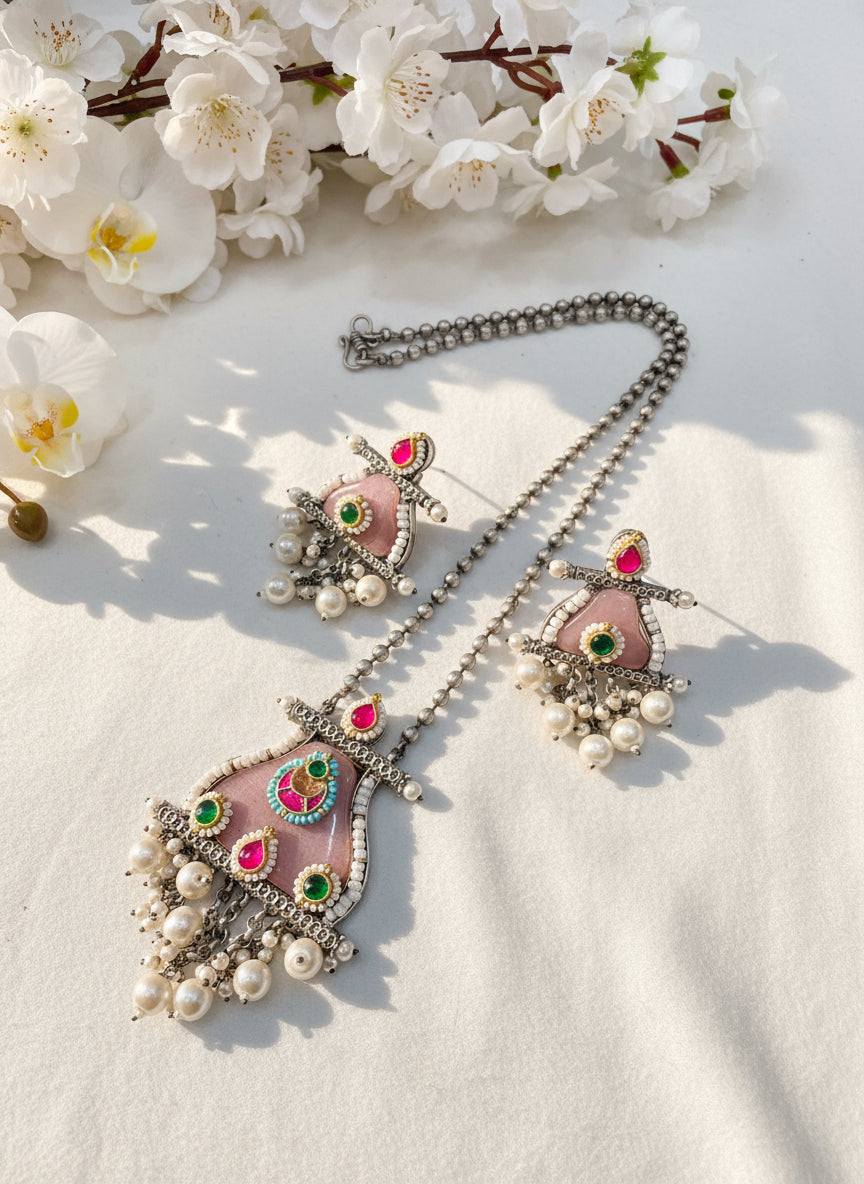 The Ruhani Meenakari Statement Sets | Available in Blue & Maroon