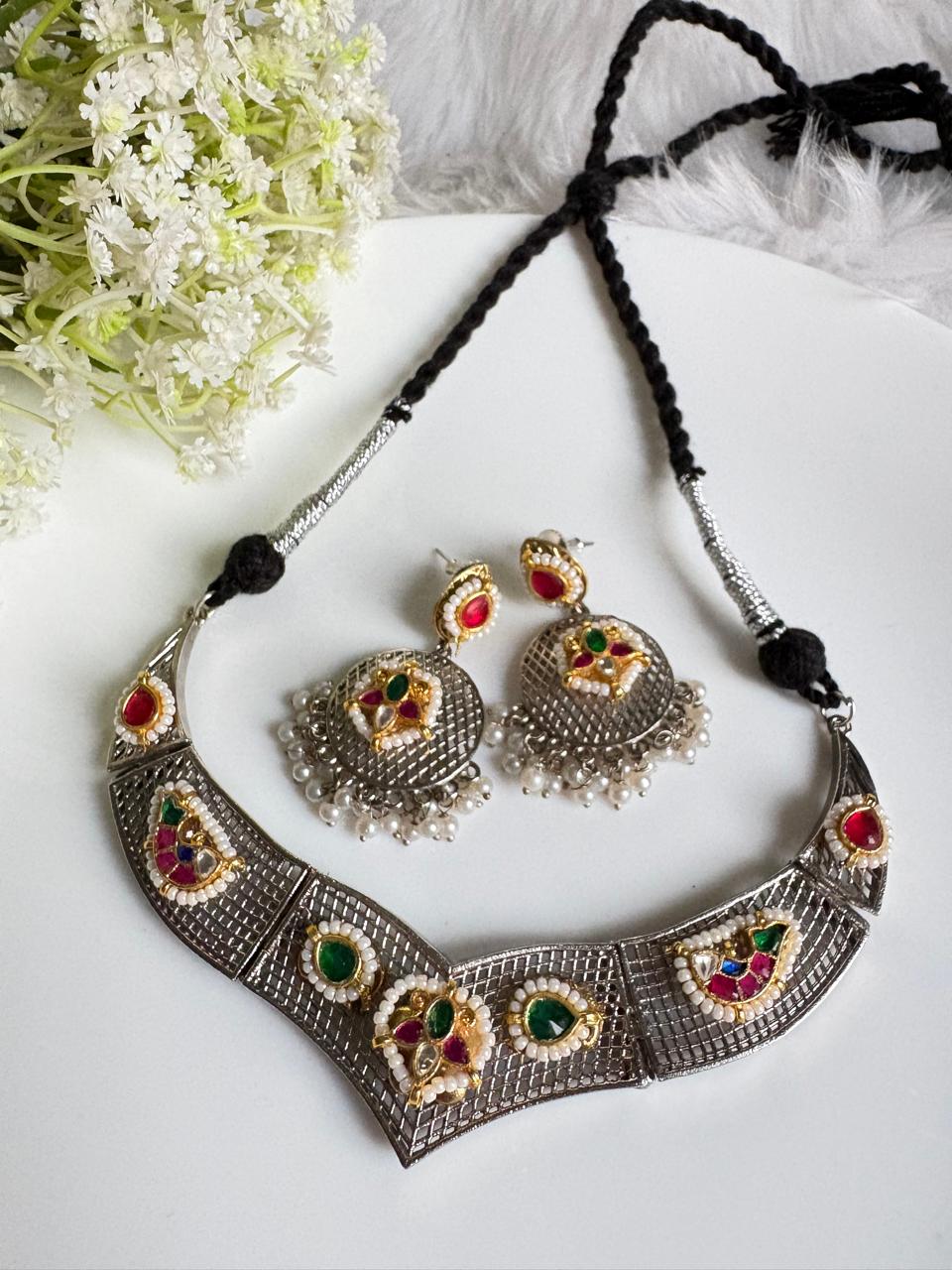 RangRaas Kundan Fusion Necklace Set | Multicolour SLA Jewellery