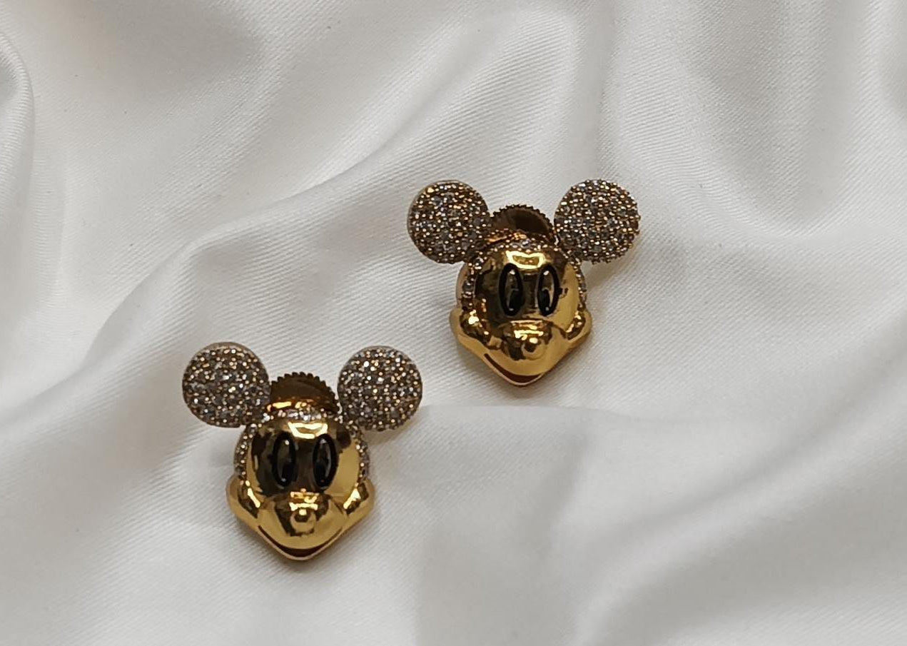 Minnie Mouse Inspired Gold-Plated CZ Earrings | Cute Kids Gift | Alankrent