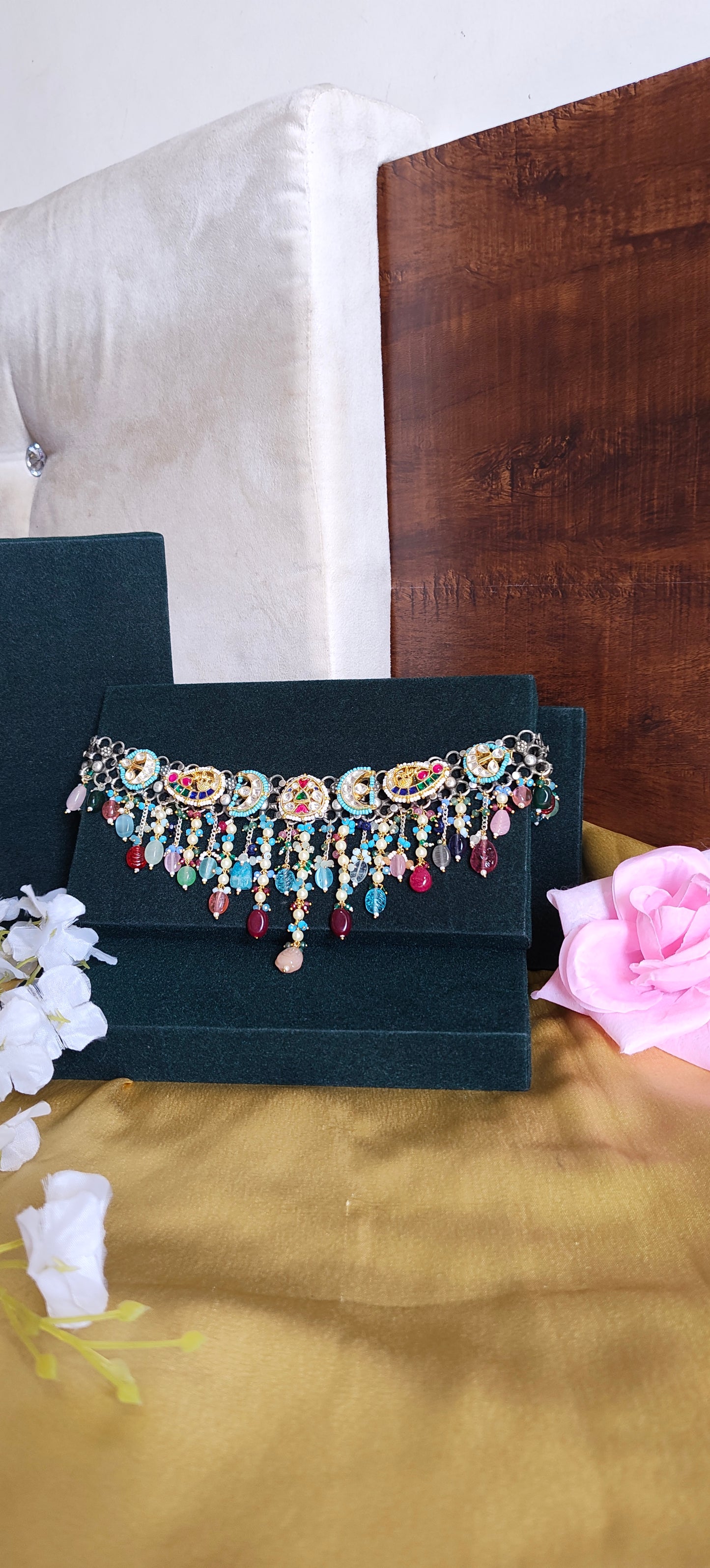 RangMahal Statement Choker | Premium Multicolor Pacchi Kundan Necklace | Festive & Wedding Jewellery