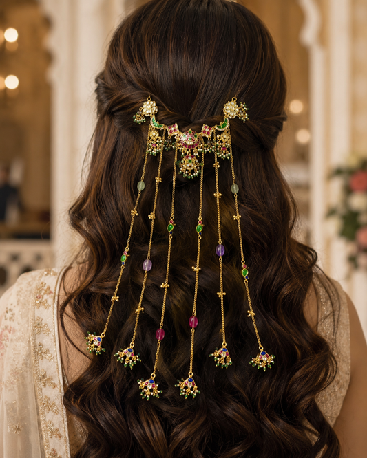 Rajmayuri Heritage Jadtar Hair Jhoomar | Bridal Hair Accessory for Women