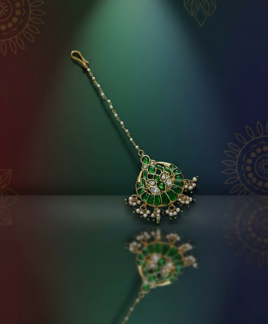 Green Exclusive Maangtikas – Uncut Polki & Premium Kundan Pieces
