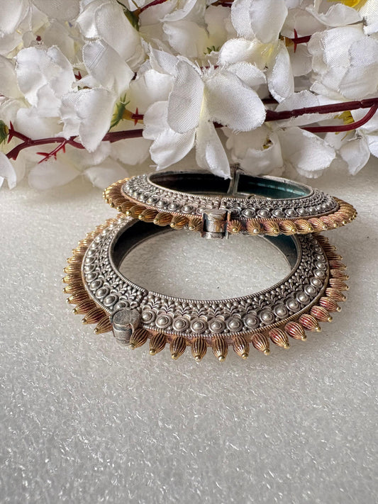 Sla Look Heavy Oxidized Silver Kada Bangle Handcrafted Statement Bracelet