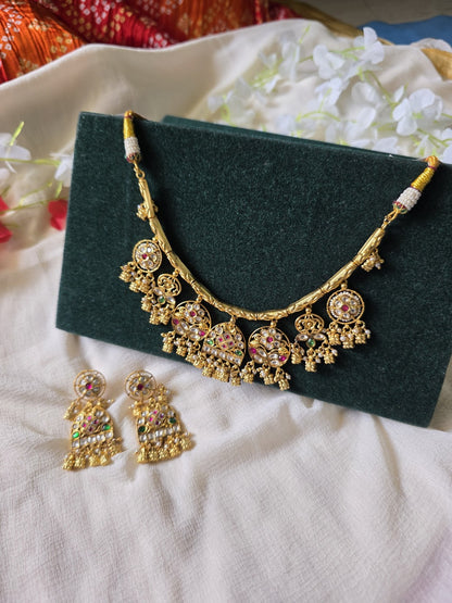 Rajvanshi Jadtar Hasli Necklace Set  Premium Jadtar Hasli Necklace with Kundan Stones | Traditional Bridal & Festive Jewellery