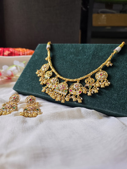 Rajvanshi Jadtar Hasli Necklace Set  Premium Jadtar Hasli Necklace with Kundan Stones | Traditional Bridal & Festive Jewellery