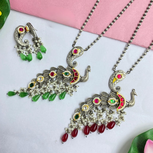 Morleela Oxidised Necklace Set