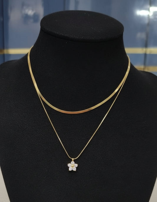 Necklace on a mannequin bust with 'Double Layered'