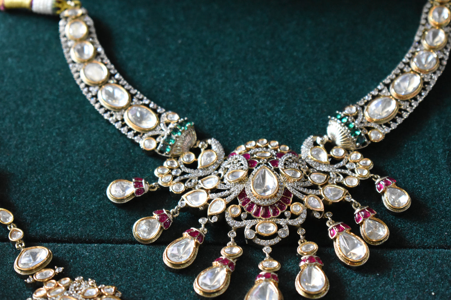 Saanvika Victorian Maharani Polki Moissanite Bridal Necklace Set with Maang Tikka Wedding | Premium Indian Jewellery