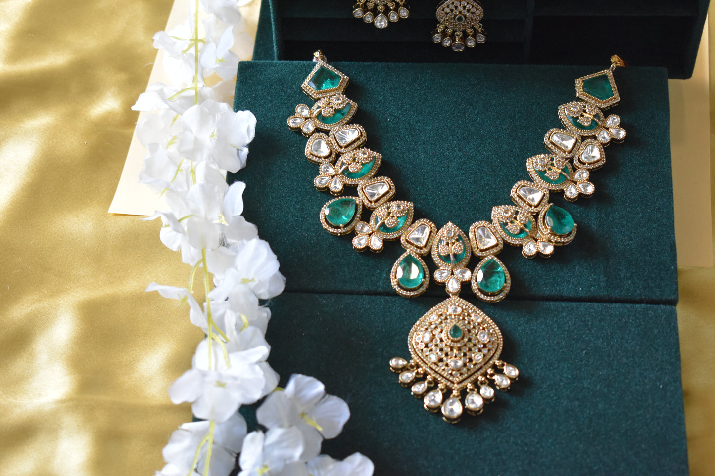 Ivorya Victorian Maharani Polki Moissanite Bridal Necklace Set with Maang Tikka Wedding | Premium Indian Jewellery