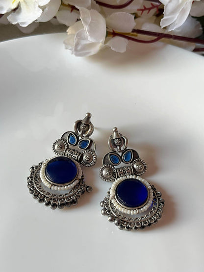 Heritage Stone Oxidised Earrings - Alankrent Luxe