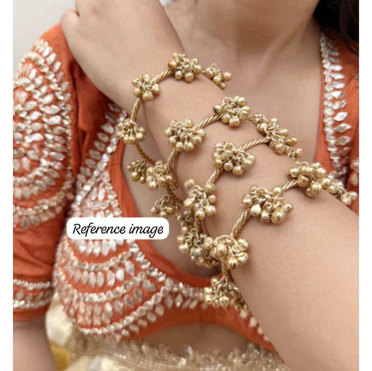 Kalashree Bangdi – Golden Polish Antique Ghungroo Kada - Alankrent Luxe