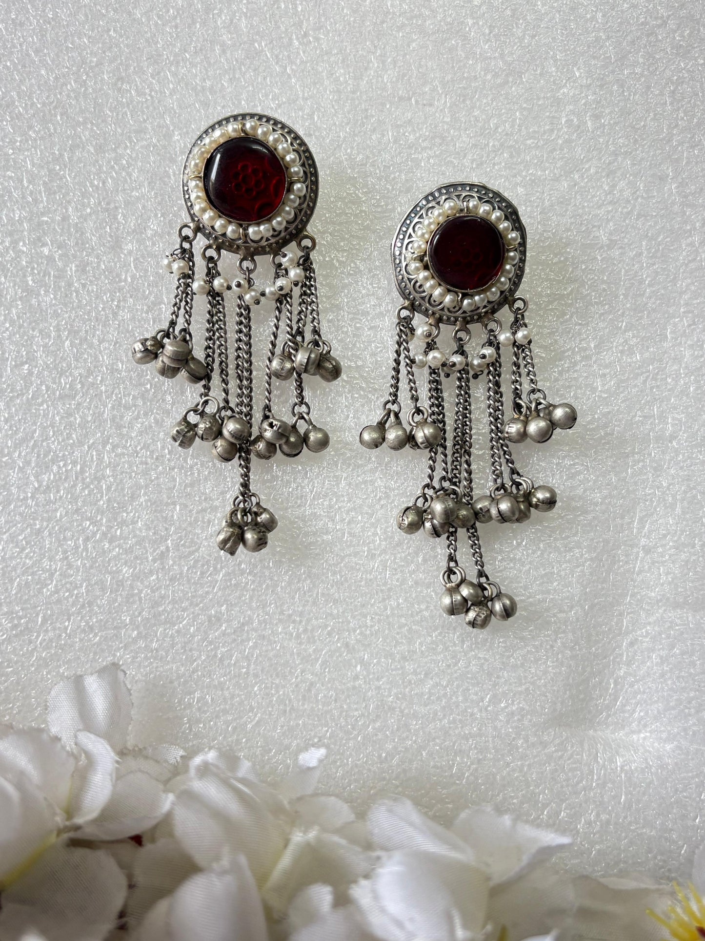 Ghungharu Round Stone Earrings – Affordable Ethnic Jewelry for Women - Alankrent Luxe