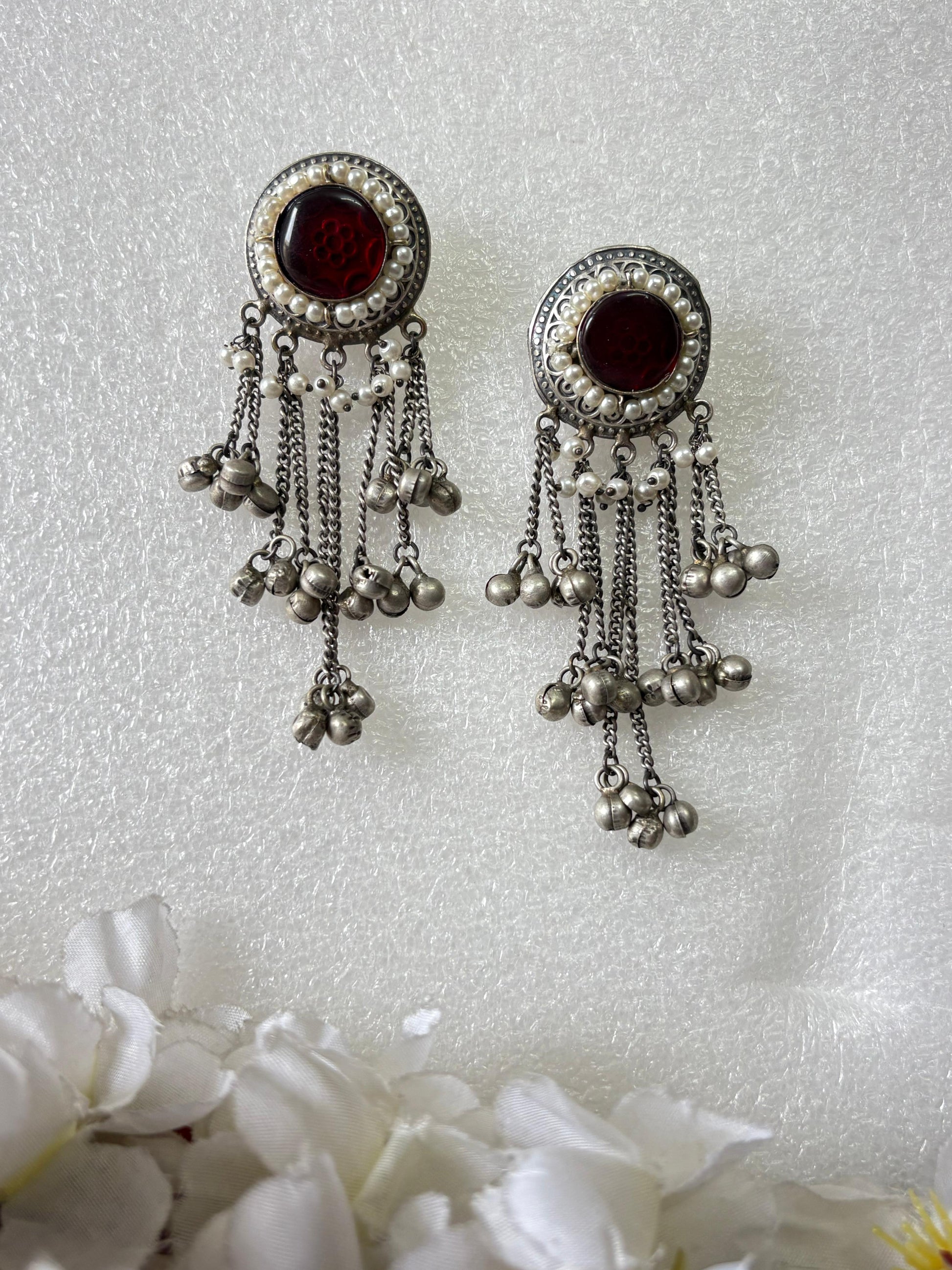 Ghungharu Round Stone Earrings – Affordable Ethnic Jewelry for Women - Alankrent Luxe