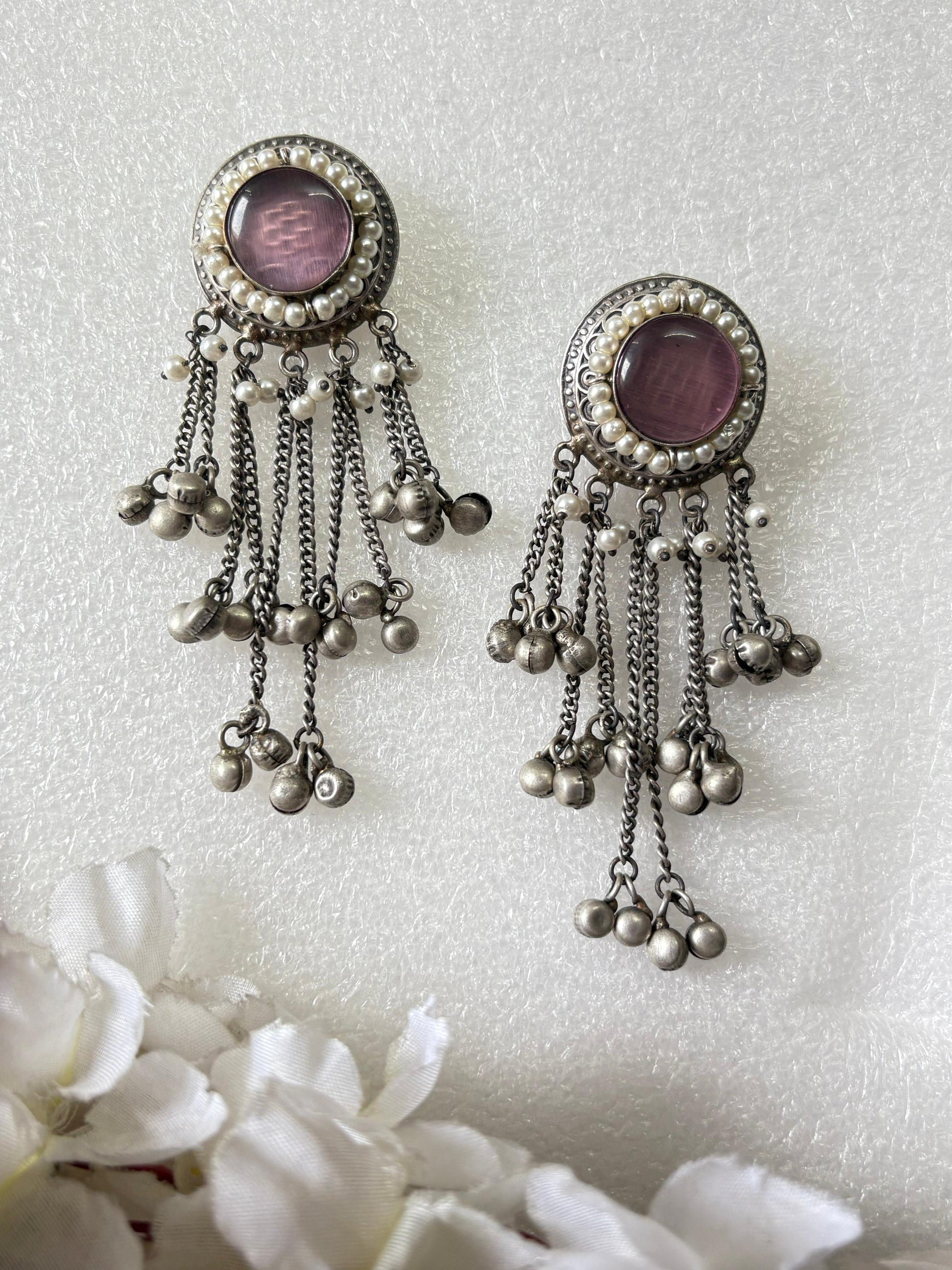 Ghungharu Round Stone Earrings – Affordable Ethnic Jewelry for Women - Alankrent Luxe