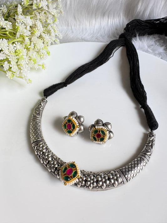 Rajamudra Kundan Hasli | Traditional Kundan Hasli Necklace | Premium Indian Ethnic Jewellery