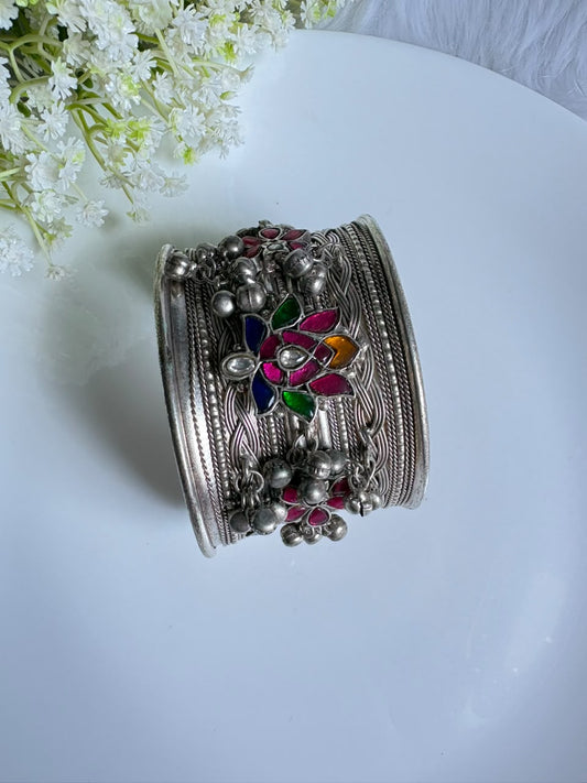 Hiranmayi Pachi Kundan Kada | Pachi Kundan Statement Kada | Traditional Indian Ethnic Jewellery