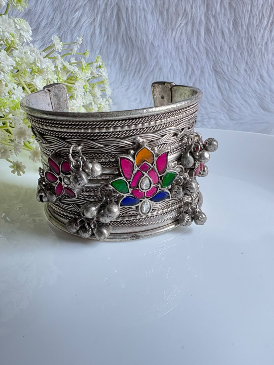 Hiranmayi Pachi Kundan Kada | Pachi Kundan Statement Kada | Traditional Indian Ethnic Jewellery