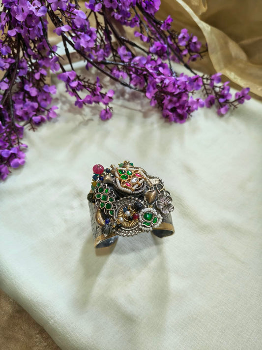 Zarafshan Afghan Kundan Heritage Kada | Afghan Polish Heritage Kundan Statement Kada | Traditional Indian Jewellery