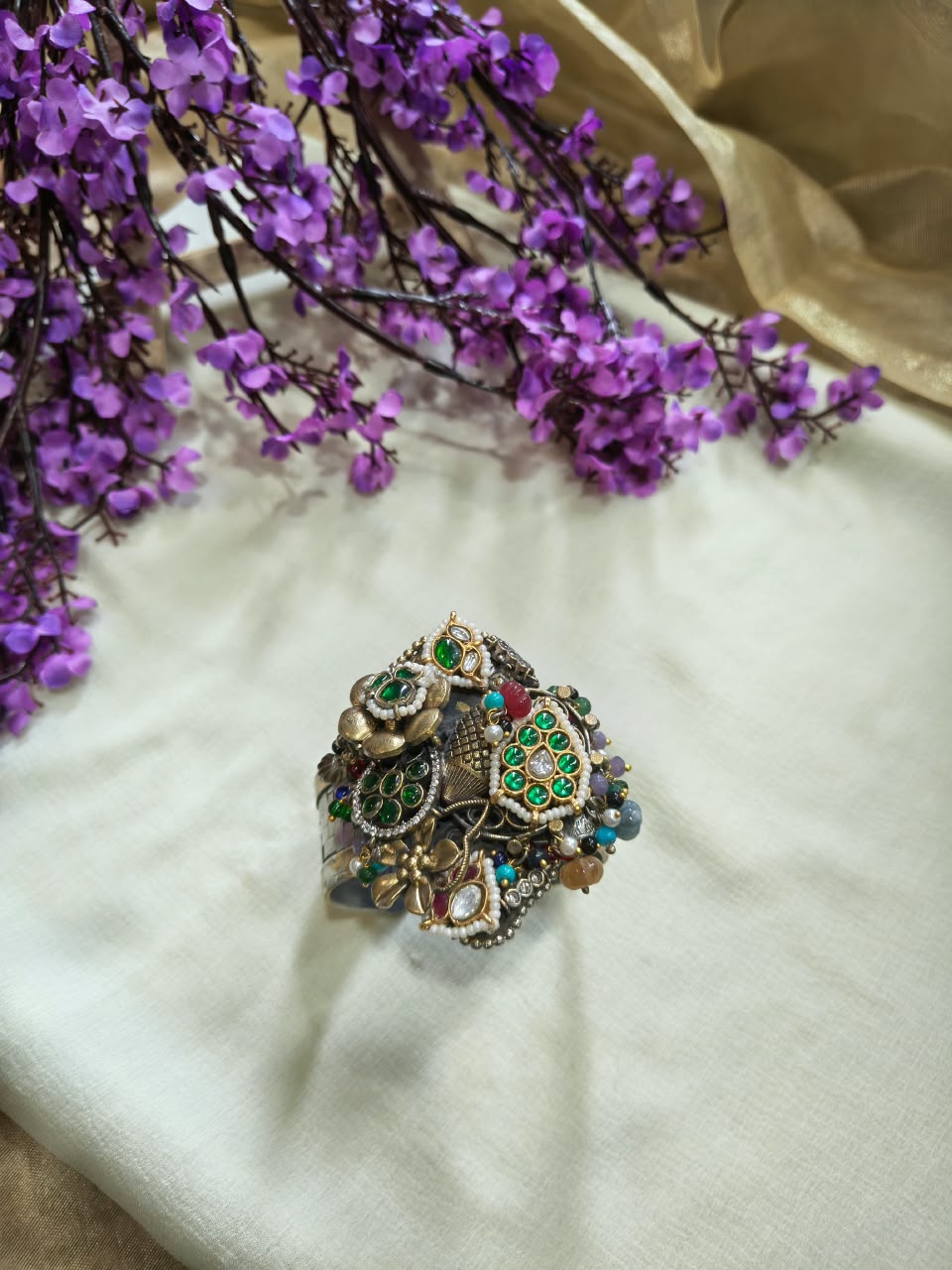 Afghan Kundan Dastoor Kada | Afghan Polish Kundan Statement Kada | Heritage Style Traditional Jewellery