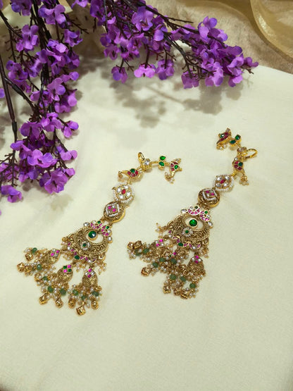 Amdavad Jadtar Chandrakala Earcuff | Ahmedabadi Jadtar Statement Earcuff with Chandbali | Traditional Indian Jewellery