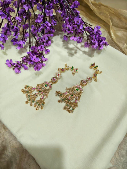 Amdavad Jadtar Chandrakala Earcuff | Ahmedabadi Jadtar Statement Earcuff with Chandbali | Traditional Indian Jewellery