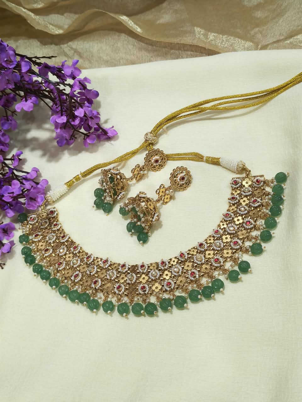 Amdavad Jadtar Kundan Rajmala Set | Ahmedabadi Jadtar Kundan Necklace with Jhumka Earrings | Traditional Indian Jewellery