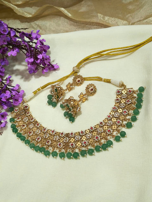 Amdavad Jadtar Kundan Rajmala Set | Ahmedabadi Jadtar Kundan Necklace with Jhumka Earrings | Traditional Indian Jewellery