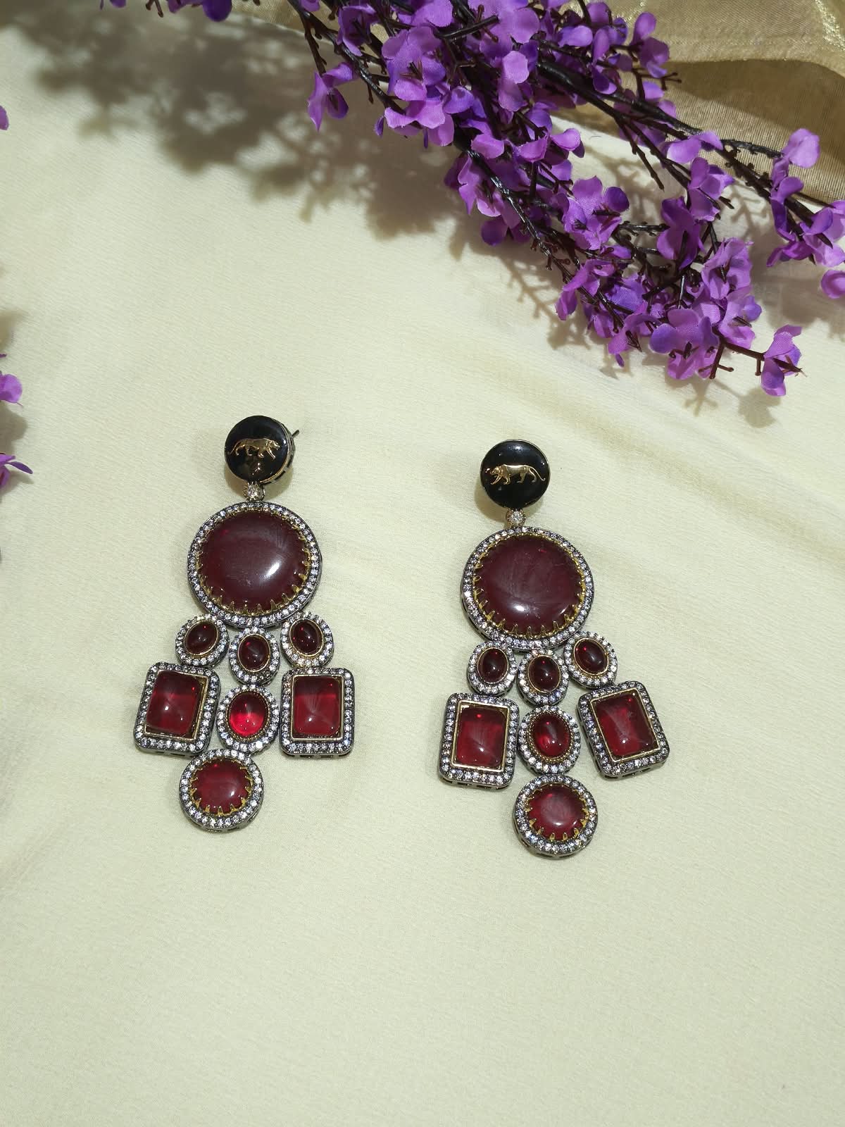Raktavalli Ruby Statement Earrings | Sabyasachi Inspired Ruby Statement Earrings | Traditional Indian Ethnic Jewellery
