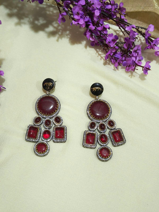 Raktavalli Ruby Statement Earrings | Sabyasachi Inspired Ruby Statement Earrings | Traditional Indian Ethnic Jewellery