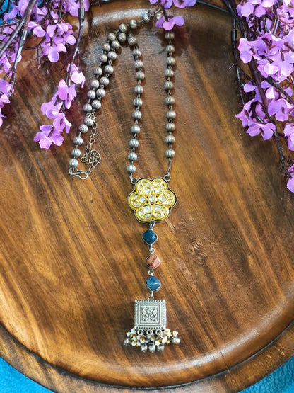 Pachikundana Sutrahaar | Pachi Kundan Tie Style Pendant Statement Long Necklace | Traditional Indian Jewellery