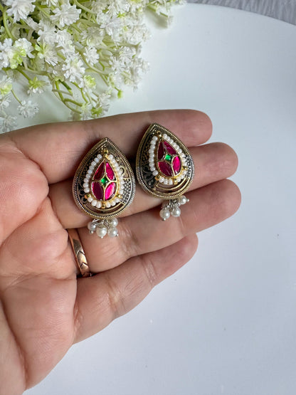 Rajavalli Dvayvarna Kundan Earrings | SLA Dual Tone Kundan Fusion Earrings | Traditional Indian Ethnic Jewellery