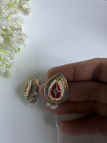 Rajavalli Dvayvarna Kundan Earrings | SLA Dual Tone Kundan Fusion Earrings | Traditional Indian Ethnic Jewellery