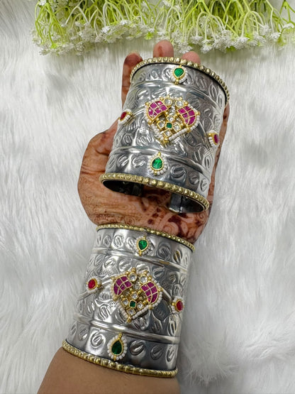 Kanakvalli Kundan Flexi Cuff Kada | Premium SLA Kundan Fusion Flexible Kada for Women | Brass Cuff Bracelet