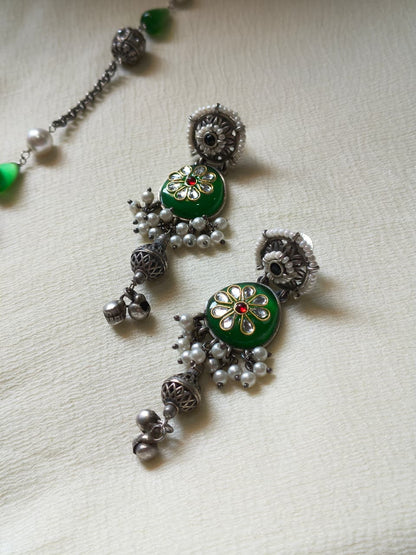 Aarohini Ratnashree Premium SLA Pendant Set | Premium SLA Stone Statement Pendant Chain Set with Earrings | Indian Ethnic Jewellery