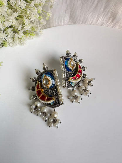 Ratnanjali Kundan Stone Fusion Earrings | Stone SLA Fusion Kundan Earrings for Women | Premium Traditional Indian Jewellery