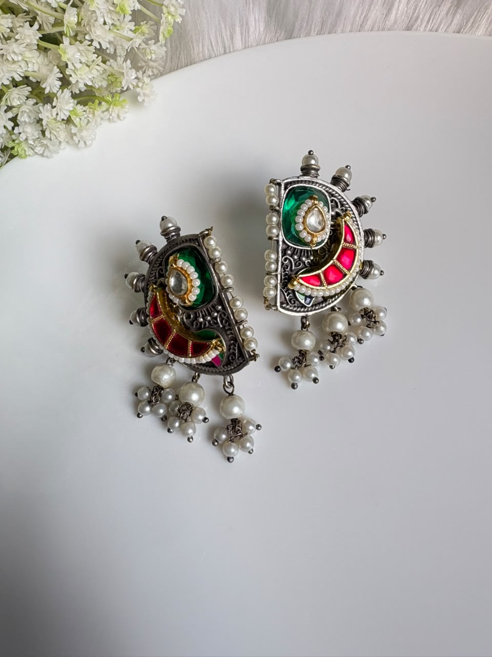 Ratnanjali Kundan Stone Fusion Earrings | Stone SLA Fusion Kundan Earrings for Women | Premium Traditional Indian Jewellery
