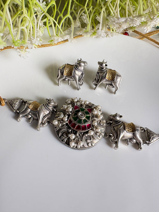 Nandikala Kundan Heritage Choker | Nandi Kundan Choker Necklace for Women | Traditional Indian Ethnic Jewellery